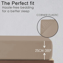 (Beige, Super King) Ultra-Soft 25cm Deep Microfiber Fitted Sheet – Available in 16 Colors and 4 Sizes – Wrinkle-Resistant, Hypoallergenic, and Easy Care Bed
