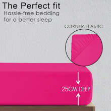 (Hot Pink, Double ) Ultra-Soft 25cm Deep Microfiber Fitted Sheet – Available in 16 Colors and 4 Sizes – Wrinkle-Resistant, Hypoallergenic, and Easy Care Bed
