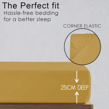 (Ochre, Double ) Ultra-Soft 25cm Deep Microfiber Fitted Sheet – Available in 16 Colors and 4 Sizes – Wrinkle-Resistant, Hypoallergenic, and Easy Care Bed