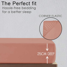 (Peach, Double ) Ultra-Soft 25cm Deep Microfiber Fitted Sheet – Available in 16 Colors and 4 Sizes – Wrinkle-Resistant, Hypoallergenic, and Easy Care Bed