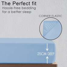 (Light Blue, Super King) Ultra-Soft 25cm Deep Microfiber Fitted Sheet – Available in 16 Colors and 4 Sizes – Wrinkle-Resistant, Hypoallergenic, and Easy Care Bed
