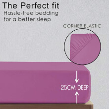 (Purple, Super King) Ultra-Soft 25cm Deep Microfiber Fitted Sheet – Available in 16 Colors and 4 Sizes – Wrinkle-Resistant, Hypoallergenic, and Easy Care Bed