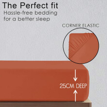 (Rust, Super King) Ultra-Soft 25cm Deep Microfiber Fitted Sheet – Available in 16 Colors and 4 Sizes – Wrinkle-Resistant, Hypoallergenic, and Easy Care Bed