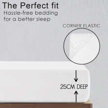 (White, Single) Ultra-Soft 25cm Deep Microfiber Fitted Sheet – Available in 16 Colors and 4 Sizes – Wrinkle-Resistant, Hypoallergenic, and Easy Care Bed