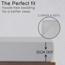 (Silver, Super King) Ultra-Soft 25cm Deep Microfiber Fitted Sheet – Available in 16 Colors and 4 Sizes – Wrinkle-Resistant, Hypoallergenic, and Easy Care Bed