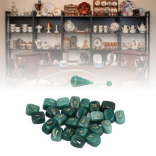 25pcs Crystal Rune Stones Set with Pendulum for Meditation & Divination