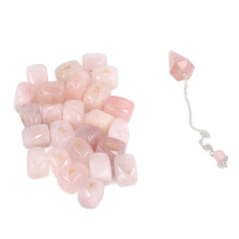 25pcs Crystal Rune Stones Set with Pendulum for Divination & Healing