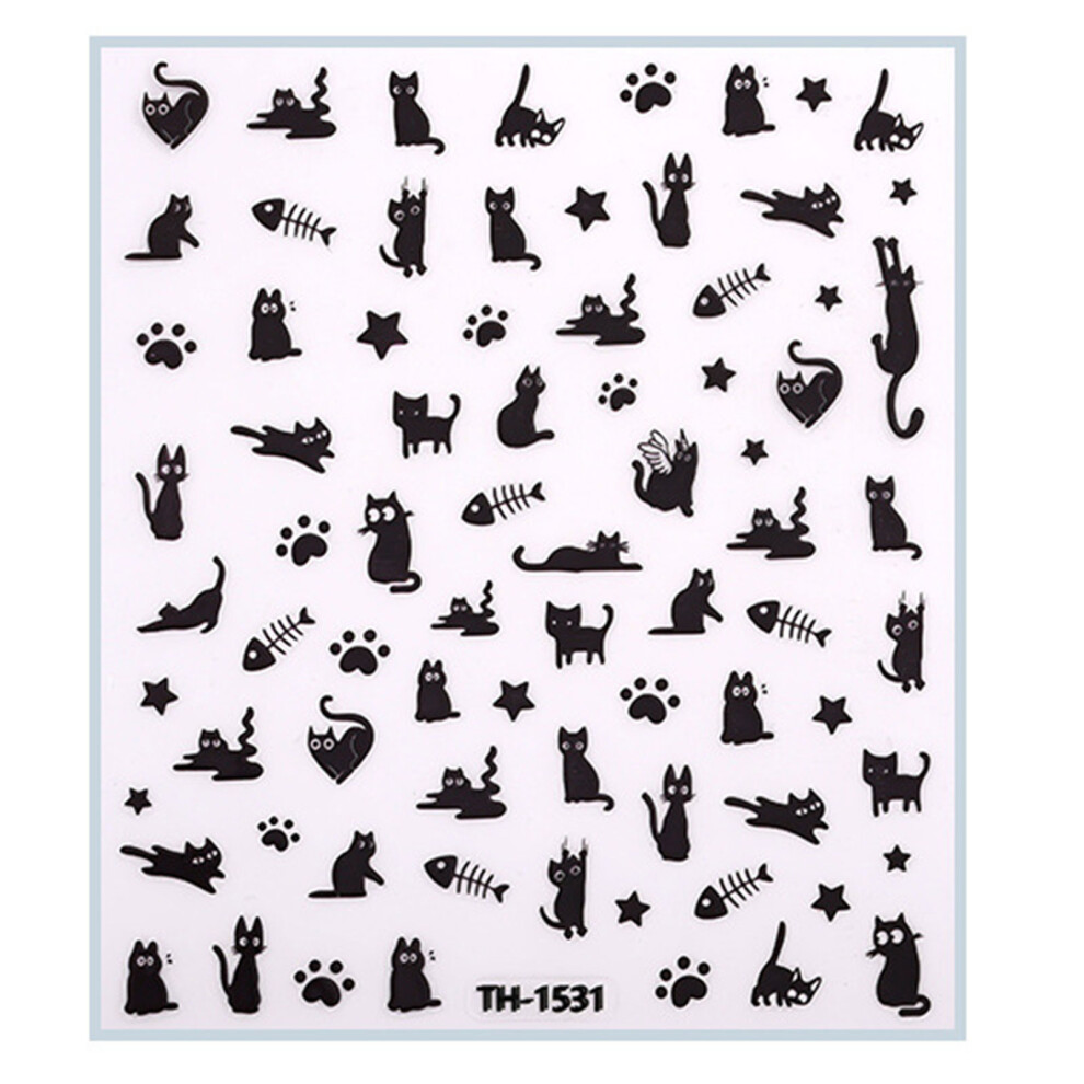 Bowknot Nail Stickers for Nail Art,3D Cats Paws Nail-02style