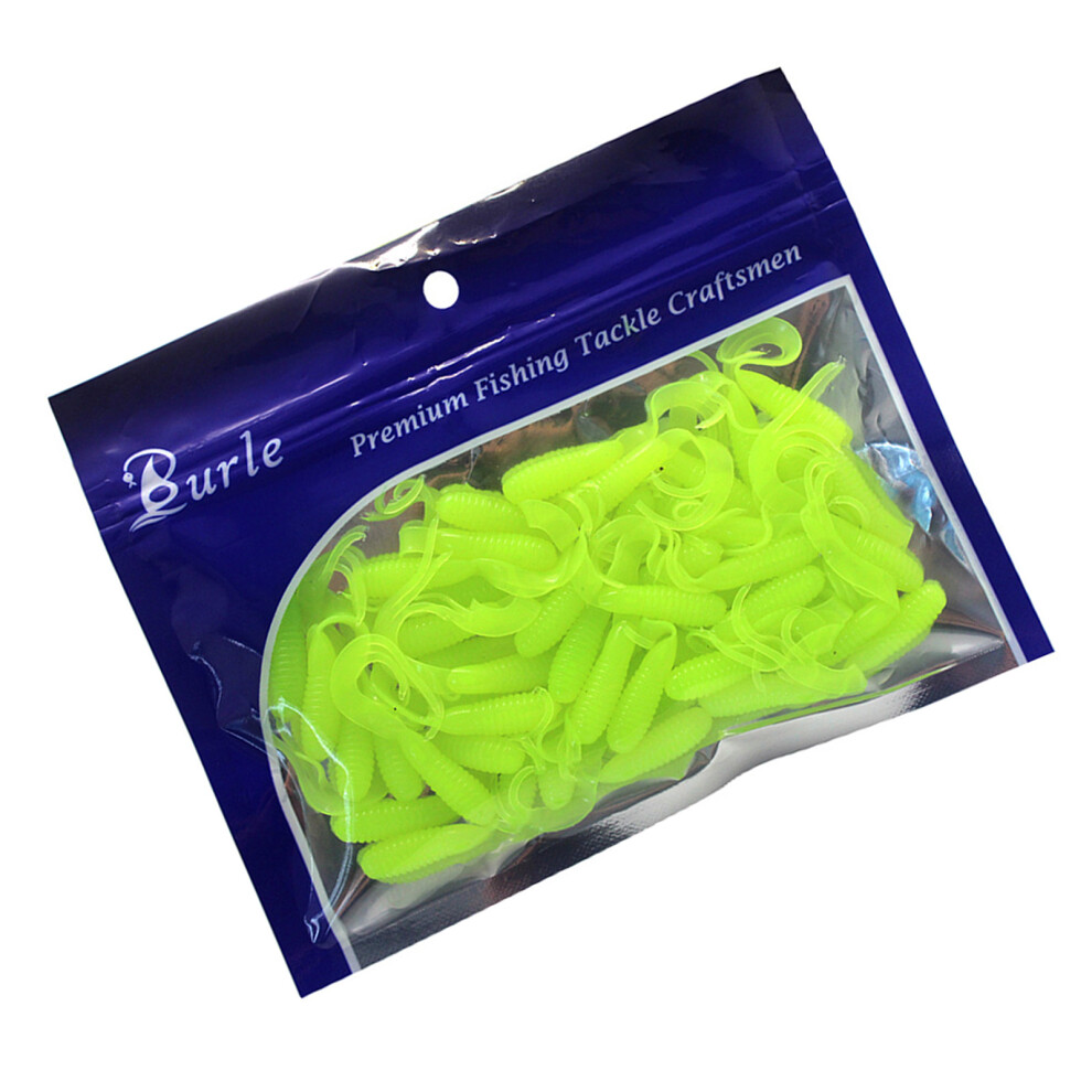 50Pcs 4cm 3D Eye Long Wavy Tail Swimbaits Basses-bright yellow-image-OPC-PKGMPY8-NEW
