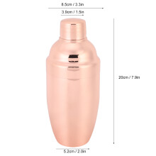 Elegant Rose Gold 304 Stainless Steel Cocktail Shaker 20cm Bar Tool