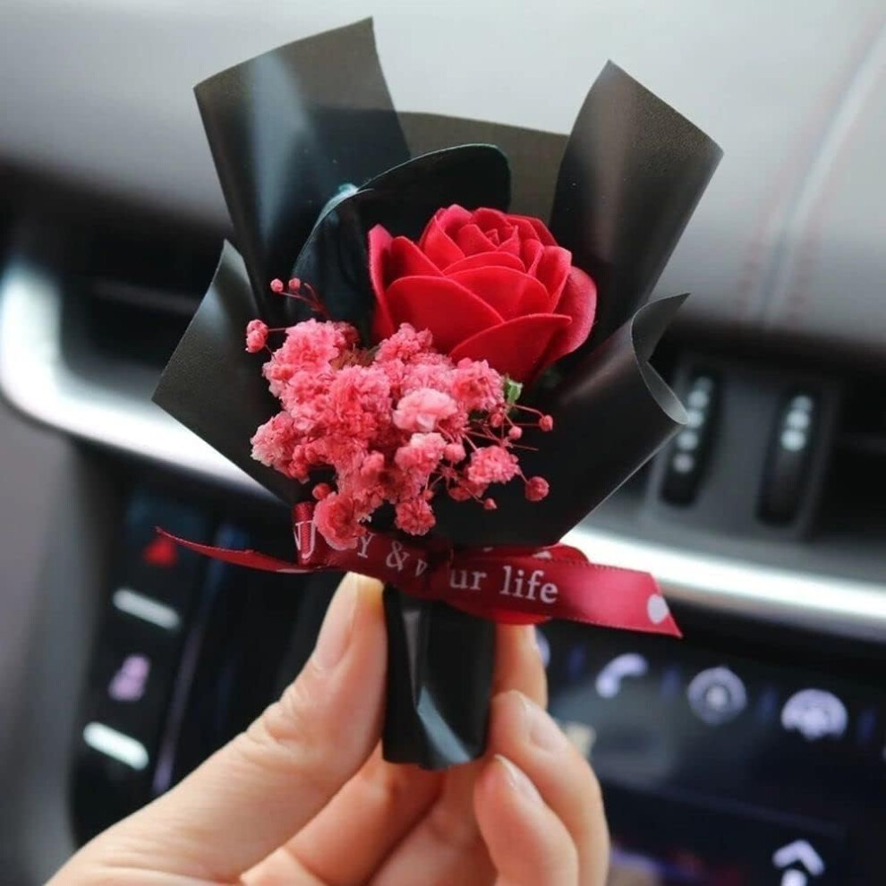 Mini Dried Flowers Bouquet For Car Air Vent Clips, Car Air Outlet Perfume, Interior Air Freshener Accessories Red 6447073680021