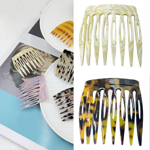 1PC Hair Side Combs French Style DesignS-black and white stri 2