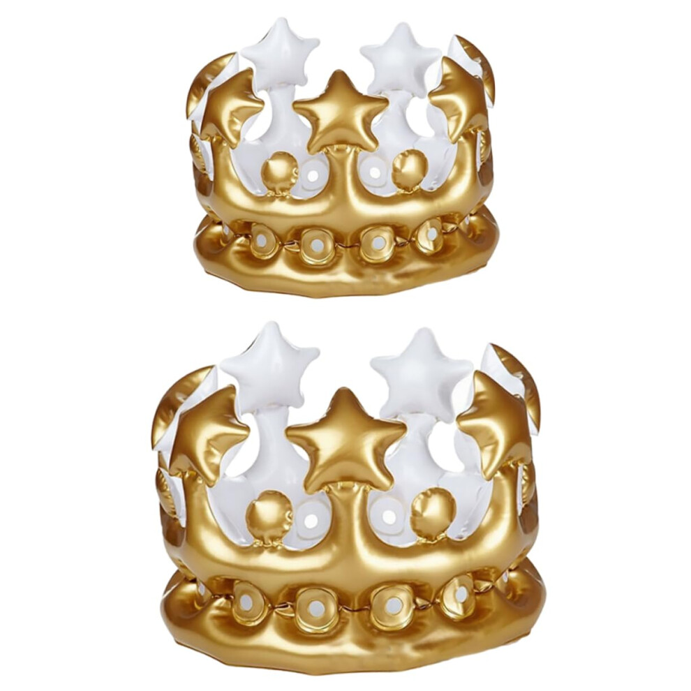 Inflatable Crown Hats 2-Pack For Birthday Fun, Dress Up And Cosplay Comfortable Party Headdresses-image-OPC-PKGMQGF-NEW