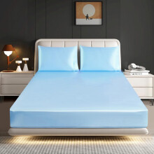 (SKY-BLUE, SINGLE ) CHARKHAH Satin Fitted Sheet Set with 2 Pillowcases - Ultra-Soft, Deep Pockets, Machine Washable