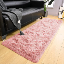 (Small Runner (80x150cm), Pink Shaggy Rug) Non Slip Shaggy Rugs & Printed Runner Soft Fluffy Carpets for Bedroom, Kitchen & Hallway