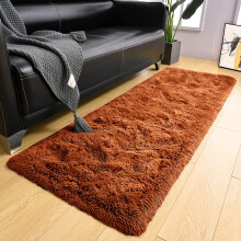 (Small Runner (80x150cm), Rust Shaggy Rug) Non Slip Shaggy Rugs & Printed Runner Soft Fluffy Carpets for Bedroom, Kitchen & Hallway