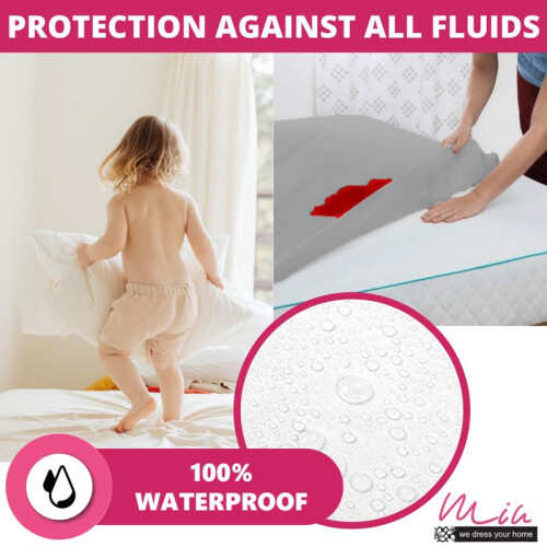 (Small Double/4FT) Waterproof Terry Mattress Protector 30cm Extra Deep Fitted Bed Sheet Cover Non Noisy 1