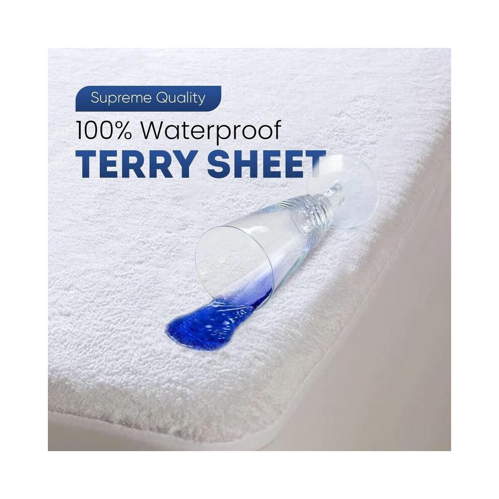 (Single) Waterproof Terry Mattress Protector 30cm Extra Deep Fitted Bed Sheet Cover Non Noisy-image-OPC-PKGMYK5-NEW