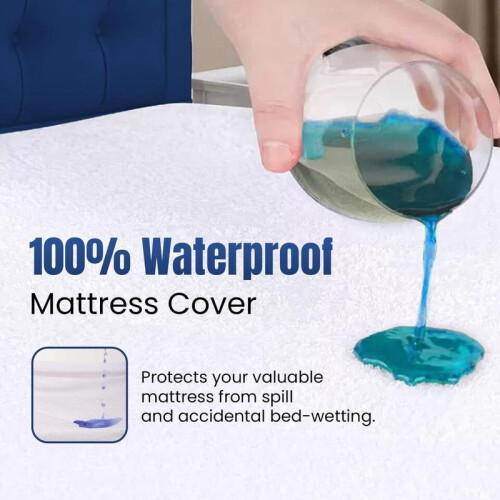 (Small Double/4FT) Waterproof Terry Mattress Protector 30cm Extra Deep Fitted Bed Sheet Cover Non Noisy 2