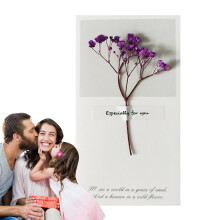Dried Flower Cards Teacher's Day Dry Flower Greeting Cards, Invitation And Thank You Cards, Purple Mother's Day Card