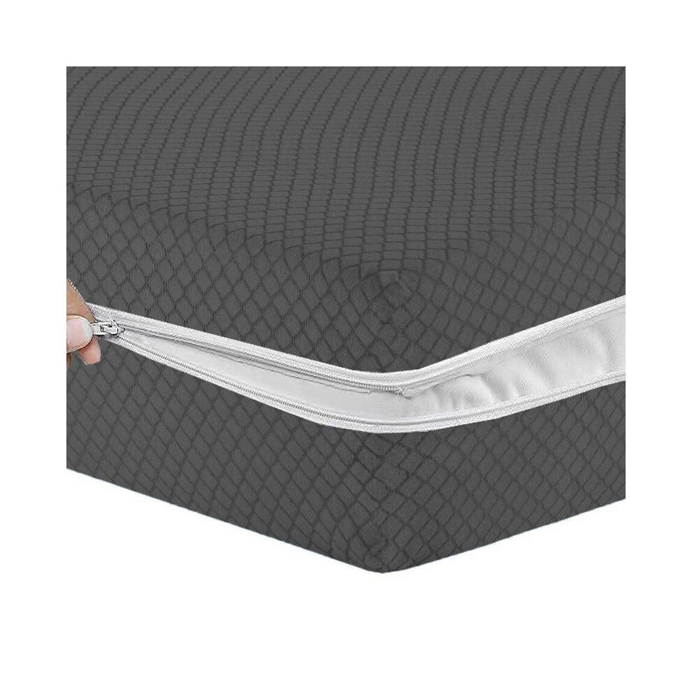 (Dark Grey, Double) Zipped Mattress Cover Full Encasement Anti Bed Bug Protector Mattress Protector