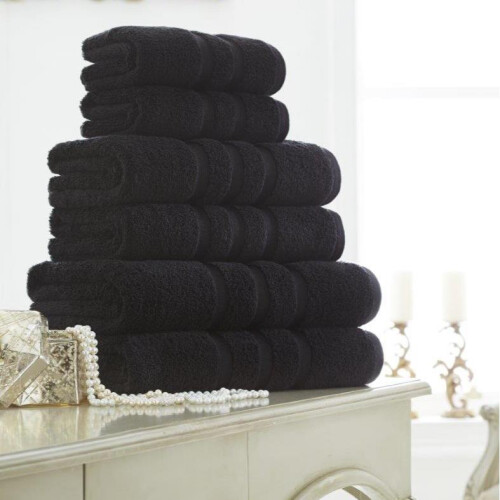 (Black, Pack Of 2 Hand Towels) 100% Egyptian Cotton Towels New Zero Twist 600 GSM Luxury Towels Extra Thick Super Soft Highly Absorbent Quick Dry Premium Quality Towels &