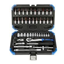 Car Tool Set 46-Piece Auto Repair Tool Kit With Plastic Toolbox Storage Case Socket Sets Ratchet Wrenches Hand Tool Kit