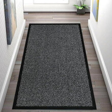 (Grey - Sunny Rubber Barrier Mat, 40 x 60 cm ) Rubber Door Mat for Outdoor Indoor Front Door Back Door Floor Mat Heavy Duty Strong PVC Backing Doormats for Kitchen Runner Mat