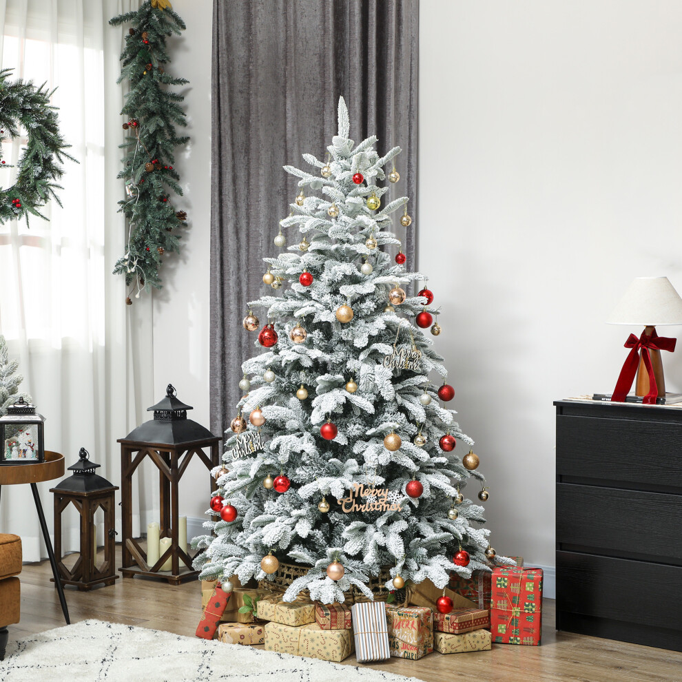 Homcom 6 Ft Artificial Christmas Tree With 1182 Branches, Hinged Xmas Tree
