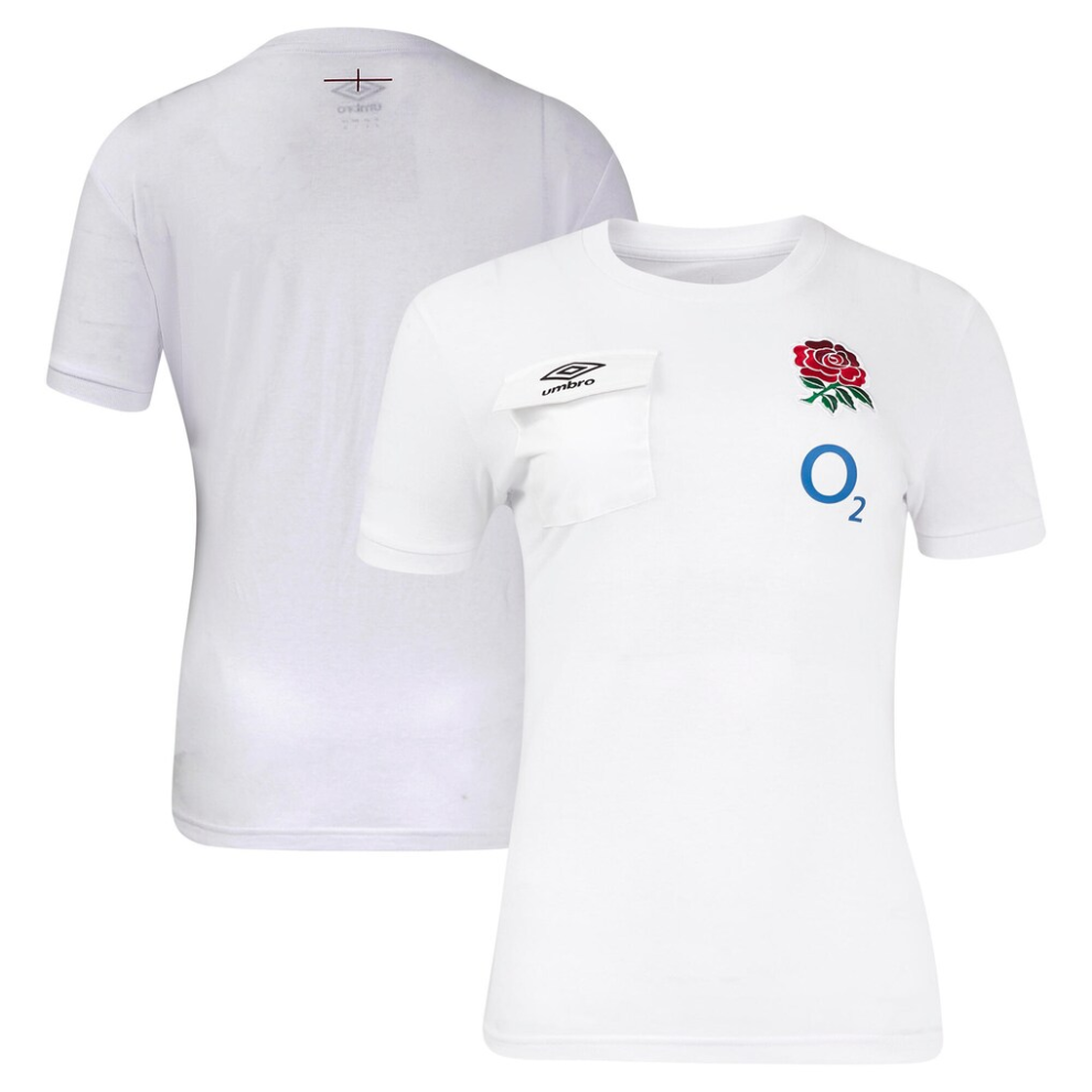 Umbro (Size 18) England Rugby Women's T-Shirt White Presentation Top - New