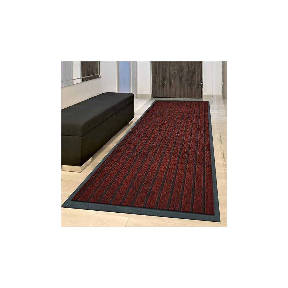 (Red - Rubber Barrier Mat, 40 x 60 cm) Heavy Duty Washable Non Slip Rubber Backing Carpet Mat for Outdoor and Indoor Kitchen Bedroom Floor Mat-image-OPC-PKGNCSJ-NEW