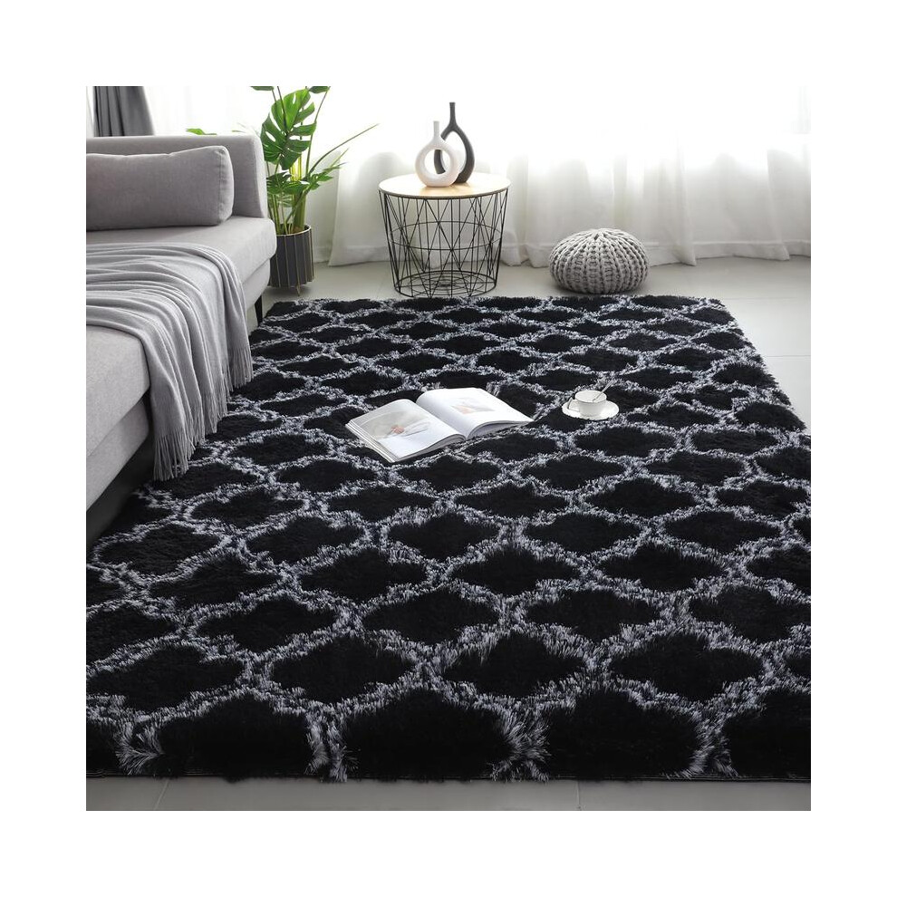 (Black Lantern, 180Cmx270cm/70.86Inchx106.30inch) Solid Color Fluffy Rug, 1 Count Non-Slip Soft Plush Area Rug, Decorative Carpet For Home Living Room 8011452283400