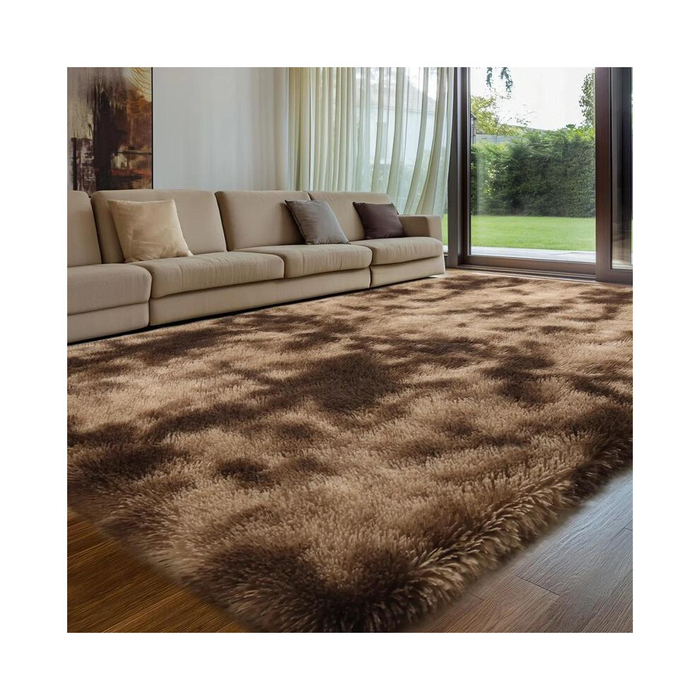 (Coffee Brown, 160Cmx200cm/63.00Inchx78.70inch) Solid Color Fluffy Rug, 1 Count Non-Slip Soft Plush Area Rug, Decorative Carpet For Home Living Room B 8011452283561