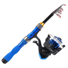 Telescopic Fishing Rod And Spinner Reel Combo, 1.5M Blue, Outdoor Fishing Gear, Travel-Friendly, All-In-One Rod And Reel