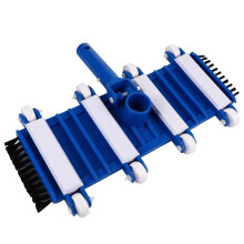 Pool Brush Vacuum Head Universal Compatibility, In-Ground, Manual Cleaning, Plastic UV-Resistant Bristles, 4-Hole Suction