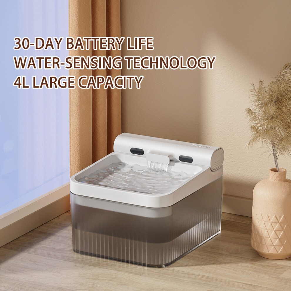 Wireless 4L Cat Water Fountain with Long-Lasting Battery & Sensor-image-OPC-PKGNFGH-NEW