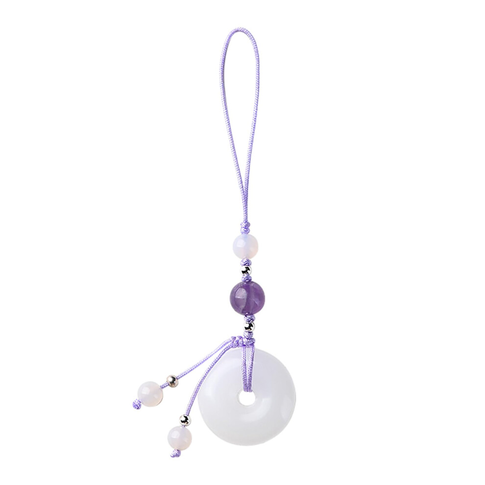Vintage Jade Buckle Pendant Phone Strap Chain Accessory Chinese Style Keychain Charm Gift For Women White 9016109859037