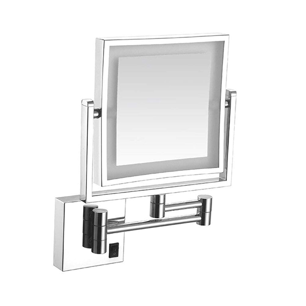 Wall Mounted Makeup Mirror 8-Inch Two-Sided 3X Magnification 360-Degree Swivel Bright Silver