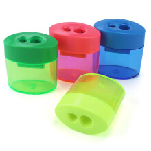 Pack Of 4 Double Hole Pencil Sharpeners With Lid Handheld Design For Kids And Students School A#