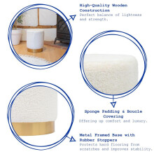 (Default) Harbour Housewares Round Boucle Footstool - H36 x D29cm - Cream