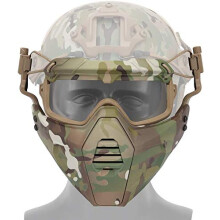 Tactical Air Gun Half-Face Protective Mask And Goggles Set For Paintball War Games And Role-Playing Helmet Mount