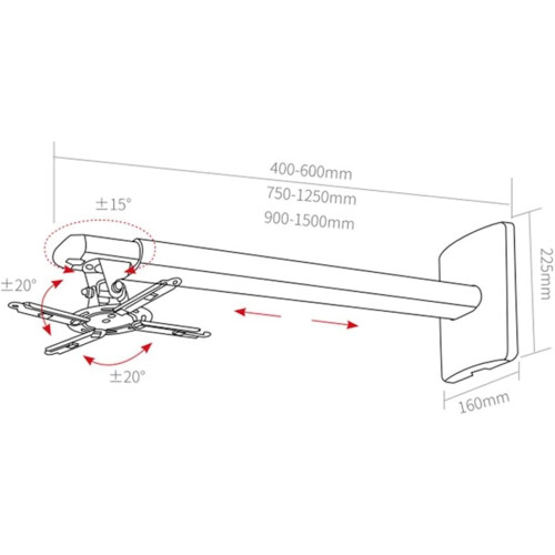 Adjustable Ceiling Wall Projector Mount Stand 360-Degree Rotation 40-60 Cm Extension Universal Compatibility Steel 1