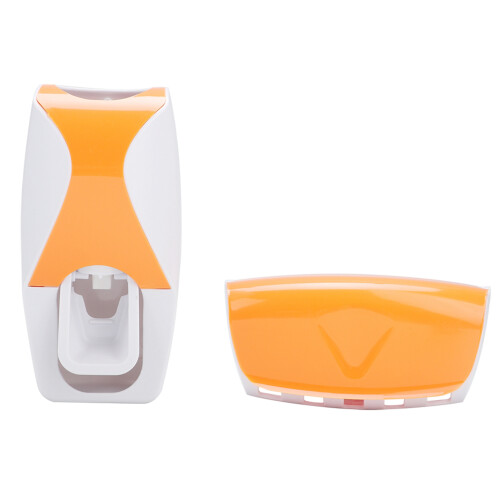 Wall Mounted Toothpaste Dispenser & Toothbrush Holder Set – Orange, ABS+PP 2