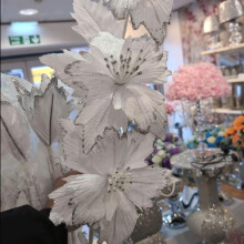 (White) Silver/White Sparkly and Shiny 3 rose in a bunch flowers