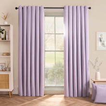 (Lavender, 117cm width x 183cm drop) OHS Woven Texture Eyelet Curtains Soft Cosy Luxurious Home Living Room Bedroom Decor Fully Lined Blackout Window Dressing