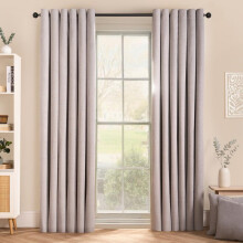 (Silver, 167cm width x 228cm drop) OHS Woven Texture Eyelet Curtains Soft Cosy Luxurious Home Living Room Bedroom Decor Fully Lined Blackout Window Dressing