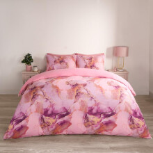 (Blush Pink, King) OHS Marble Duvet Cover Set Quilt Bedding Reversible