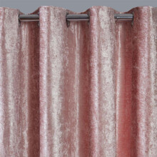 (Blush Pink, 66" x 72") OHS Crushed Velvet Curtains PAIR of Eyelet Ring Top Fully Lined Ready Made
