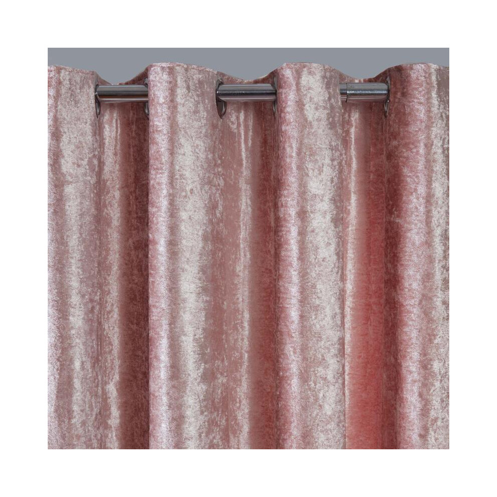 (Blush Pink, 66" X 72") Ohs Crushed Velvet Curtains Pair Of Eyelet Ring Top Fully Lined Ready Made Pink,Not,Specified