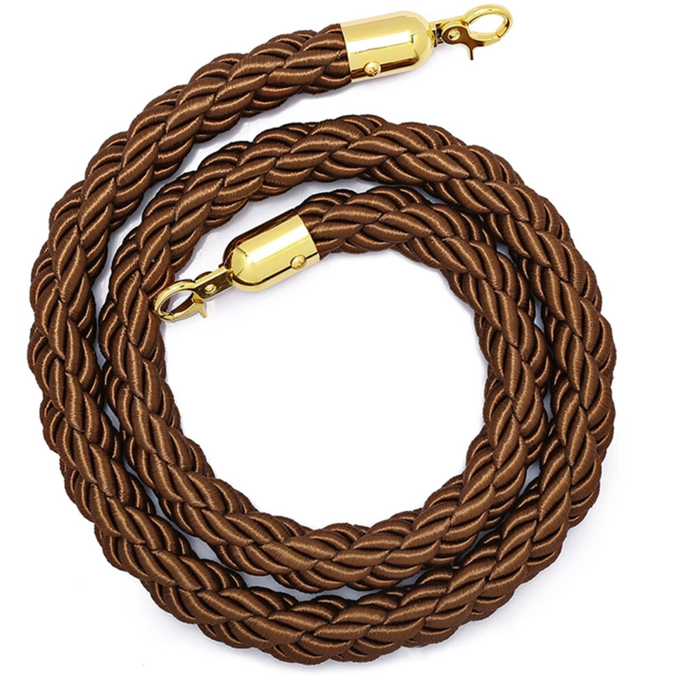 Queue Barrier Rope With Gold Hooks, Crowd Control Stanchion Rope, Braided Twisted Hemp Rope, Model #12, 3M/9.8Ft 9084446909326